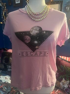 Wildfox Pink 'Escape' Celestial Graphic Short Sleeve Tee